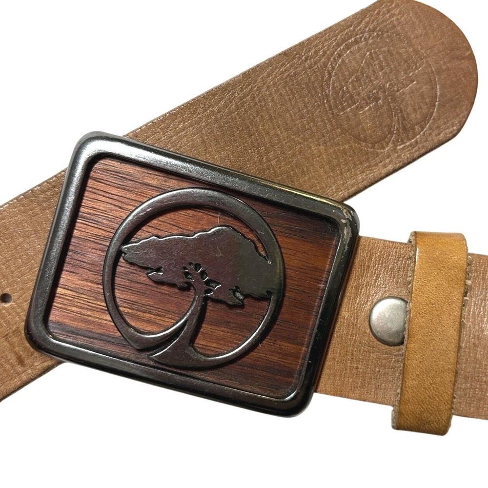 Arbor Collective Koa Wood Belt Buckle Reclaimed Skate Snowboard Tree Logo
